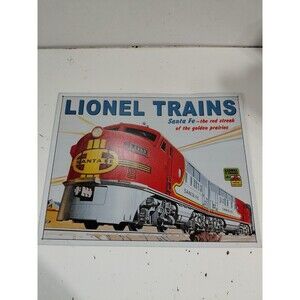 DE Sign Lionel 2353 Santa Fe War Bonnet EMD 16x12.5" Metal Sign Wall Decor USA